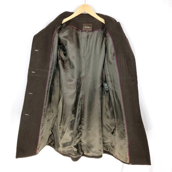 Cole Haan | Wool Blend Leather Trimmed Peacoat - Picture 8 of 10